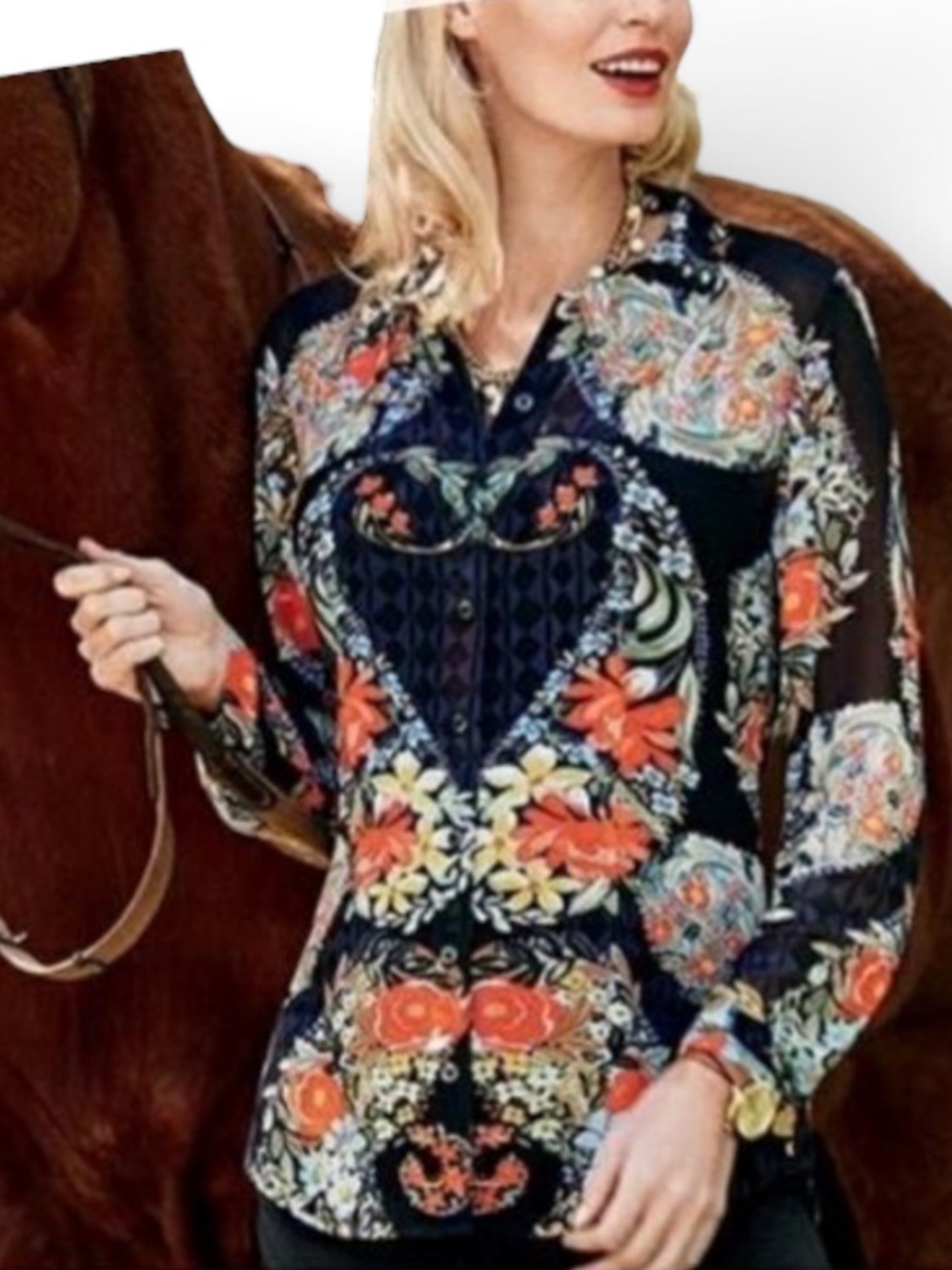 Cabi Amour Semi Sheer Button Down Blouse Top